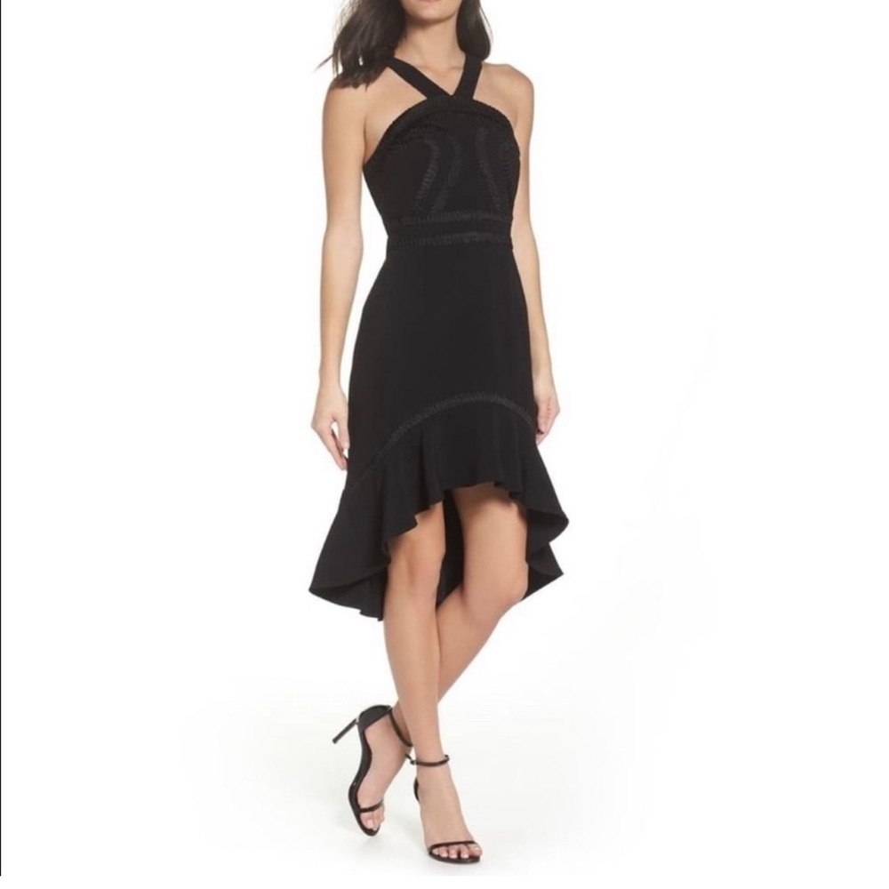 Foxiedox Aviana High Low Halterβ Dress in Black Size Extra Small